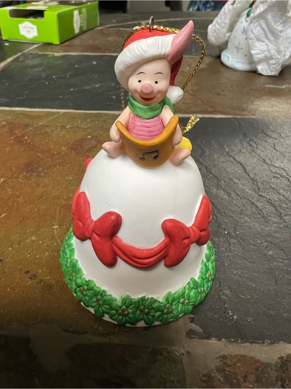 Festive Piglet Christmas Bell Ornament